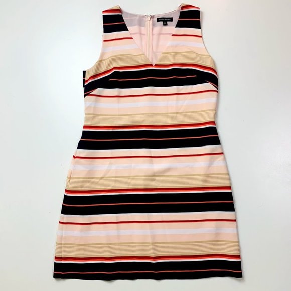 Banana Republic Dresses & Skirts - Banana Republic Stripe Sheath V Neck Pocket Dress Neutral Sleeveless Classic 10